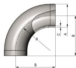 Hygienic 90° Short Bend Schematic