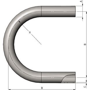 Hygienic 180° Long Bend Schematic